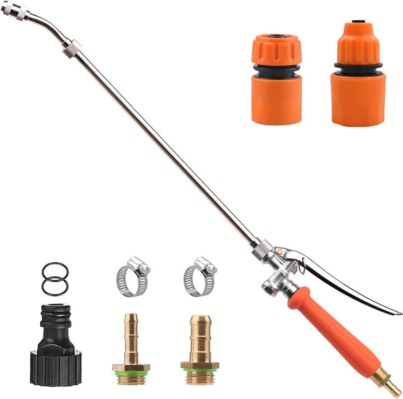 Diraeen All Metal 29 Inches Sprayer Wand,Suitable for 1/2" & 3/8" Hose Quick Connectors, 1/4" & 3/8" Brass Barb Sprayer Wand Replacement Built-in Shut Valve Stainless Steel Spray Wand, w/Hose Connector - Image 1